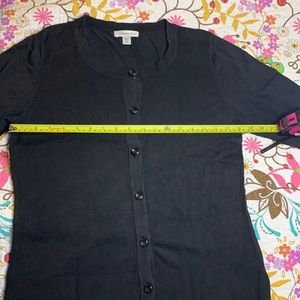 Black silk cardigan 3/4 sleeves.